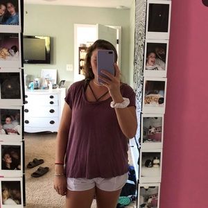 purple cross front top